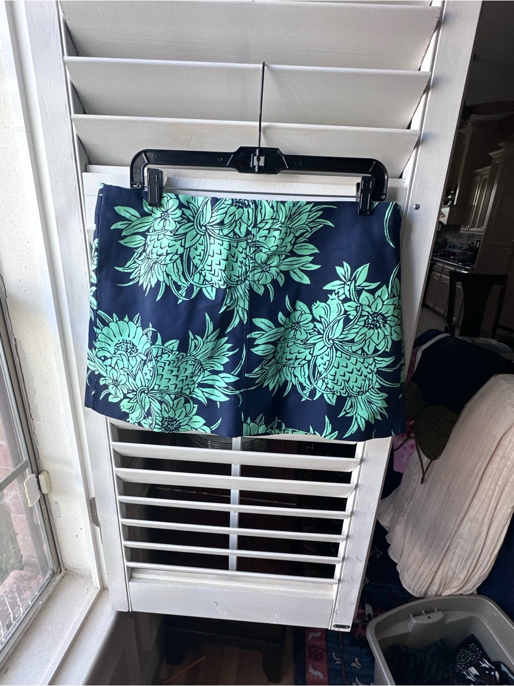 J. Crew Navy Skort with Mint Floral Print